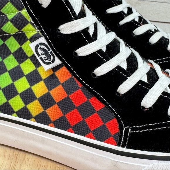 Ecko Unltd Steven Rainbow Check Canvas Suede Hightop Sneakers 9 Men